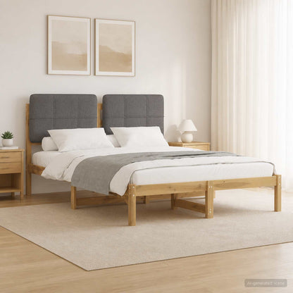 vidaXL Bed Frame with Upholstered Headboard Whitewash and Light Grey