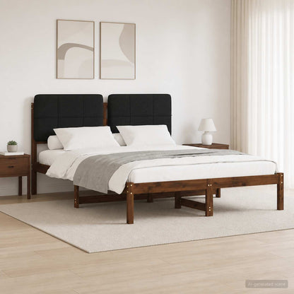 vidaXL Bed Frame with Upholstered Headboard Dark Brown and Black