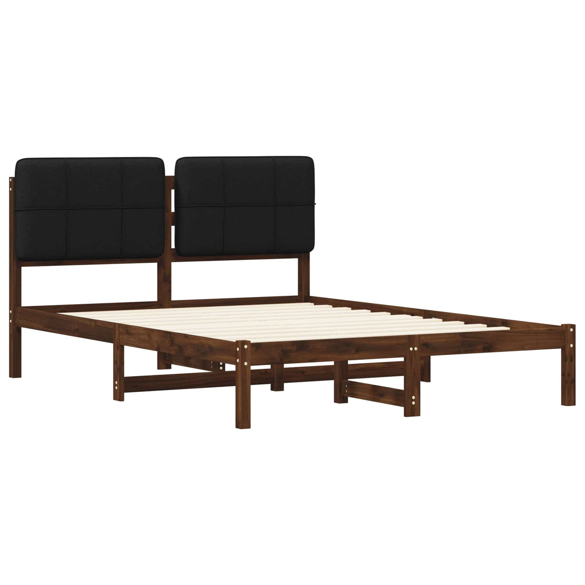 vidaXL Bed Frame with Upholstered Headboard Dark Brown and Black