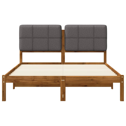 vidaXL Bed Frame with Upholstered Headboard Natural and Light Grey