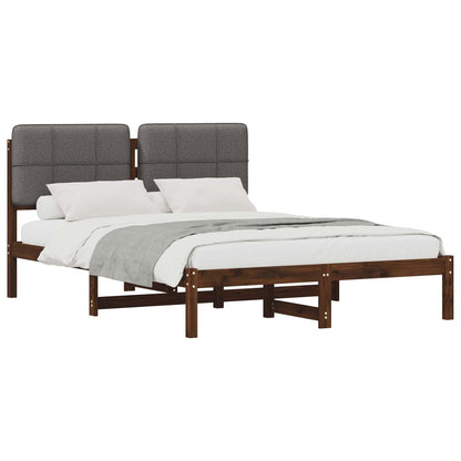vidaXL Bed Frame with Upholstered Headboard Dark Brown and Light Grey