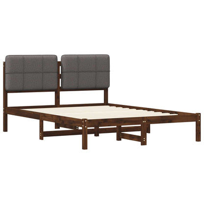 vidaXL Bed Frame with Upholstered Headboard Dark Brown and Light Grey