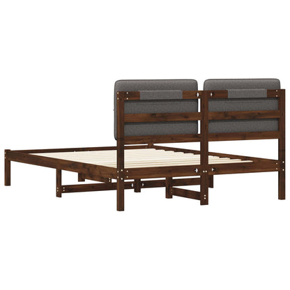 vidaXL Bed Frame with Upholstered Headboard Dark Brown and Light Grey