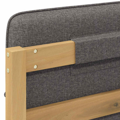vidaXL Bed Frame with Upholstered Headboard Whitewash and Light Grey