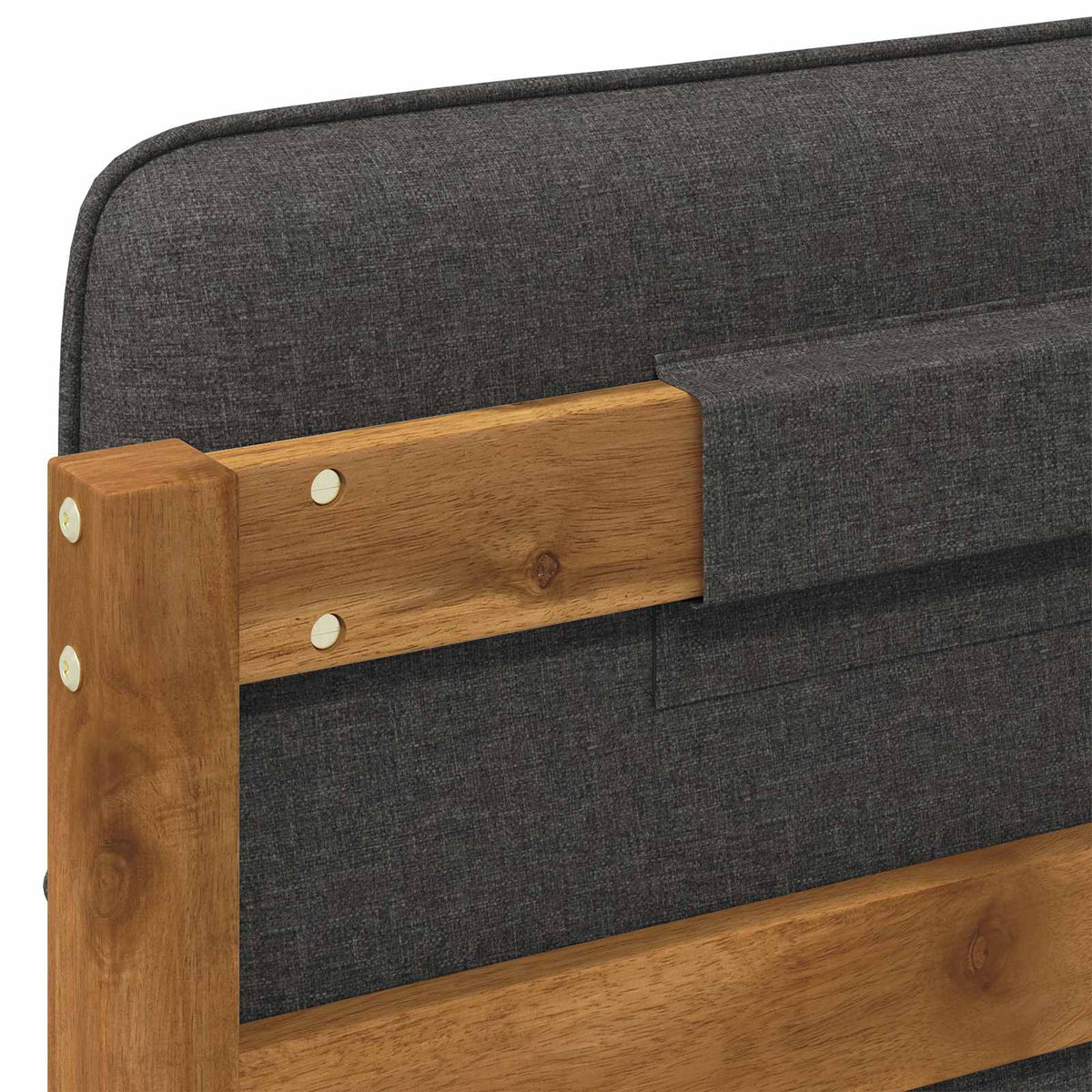 vidaXL Bed Frame with Upholstered Headboard Natural and Dark Grey