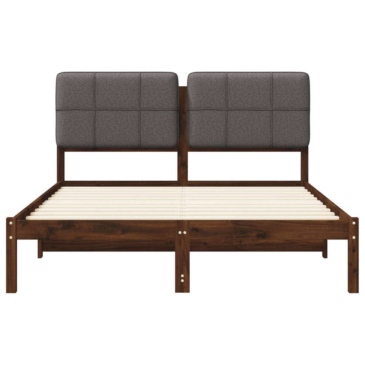 vidaXL Bed Frame with Upholstered Headboard Dark Brown and Light Grey