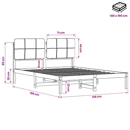 vidaXL Bed Frame with Upholstered Headboard Dark Brown and Light Grey