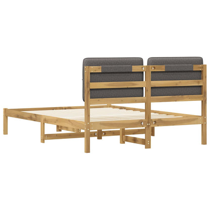 vidaXL Bed Frame with Upholstered Headboard Whitewash and Light Grey