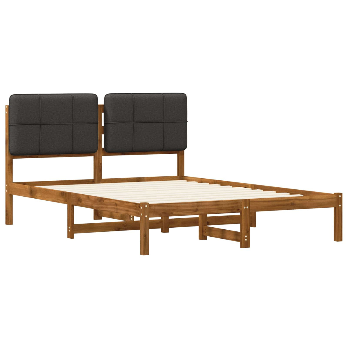 vidaXL Bed Frame with Upholstered Headboard Natural and Dark Grey