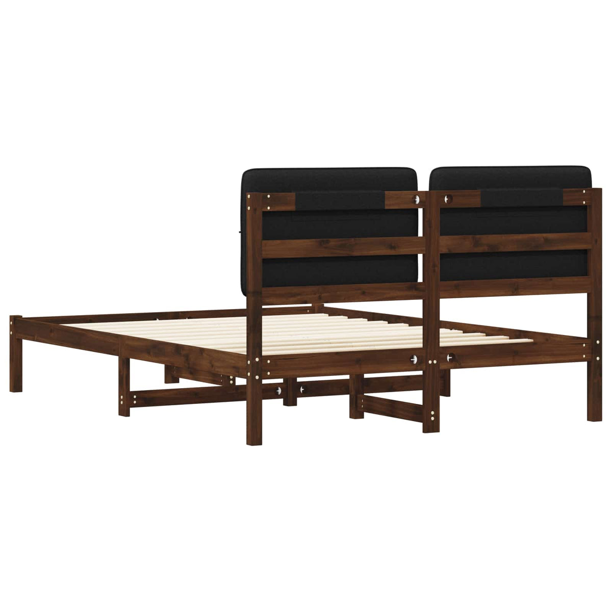 vidaXL Bed Frame with Upholstered Headboard Dark Brown and Black