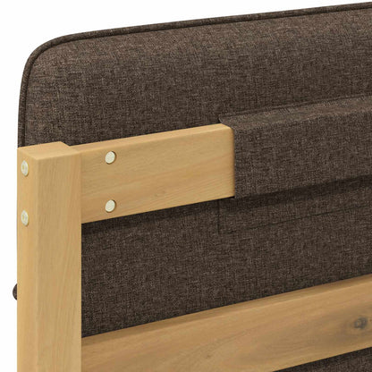 vidaXL Bed Frame with Upholstered Headboard Whitewash and Taupe