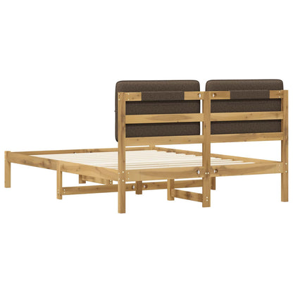 vidaXL Bed Frame with Upholstered Headboard Whitewash and Taupe