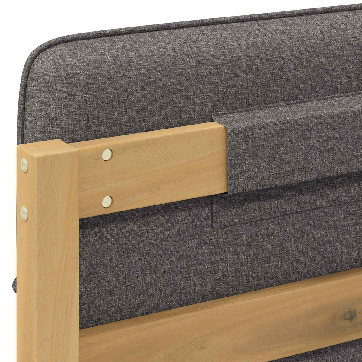 vidaXL Bed Frame with Upholstered Headboard Whitewash and Light Grey