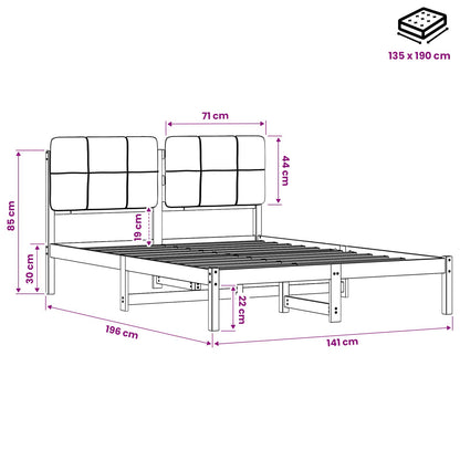 vidaXL Bed Frame with Upholstered Headboard Dark Brown and Black