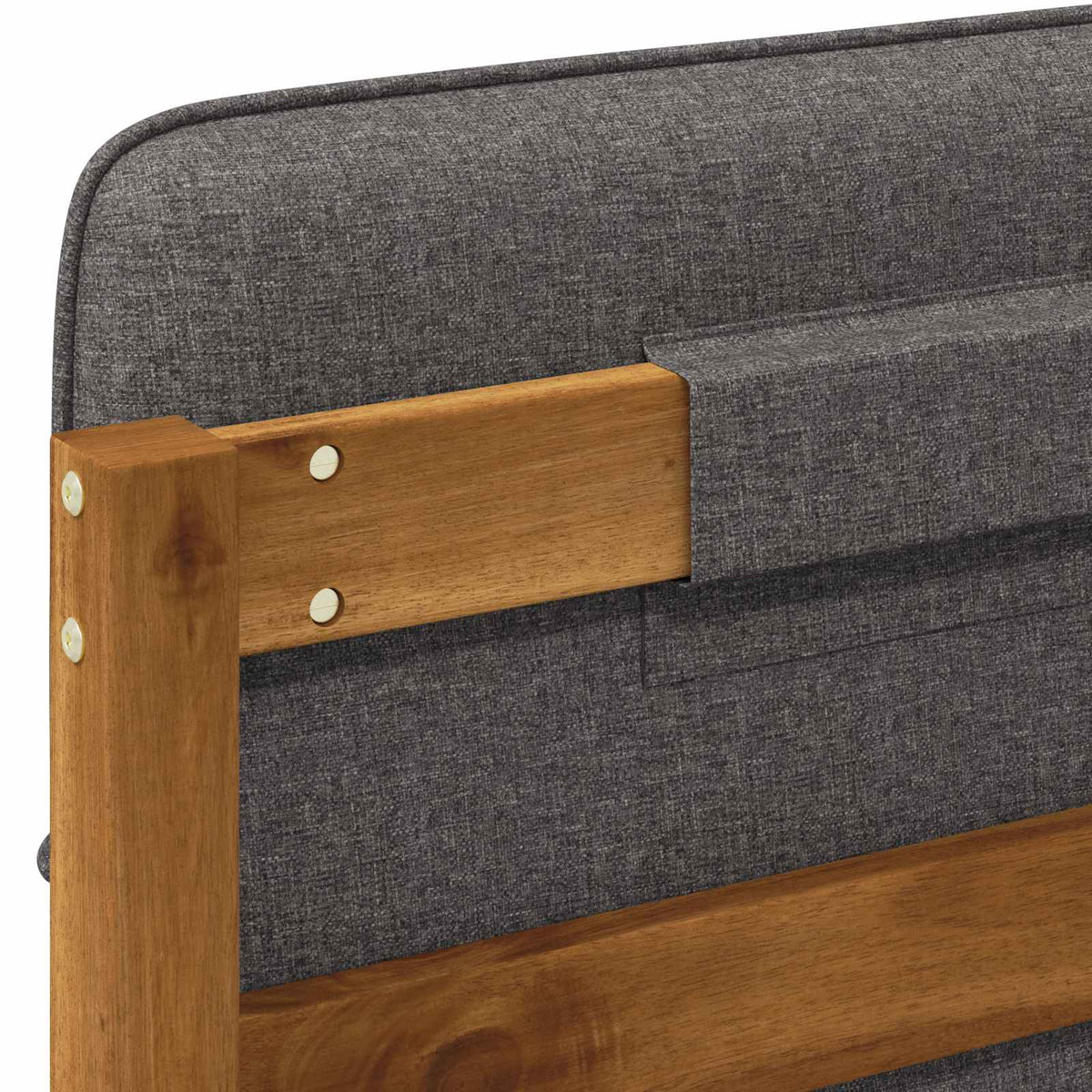 vidaXL Bed Frame with Upholstered Headboard Natural and Light Grey