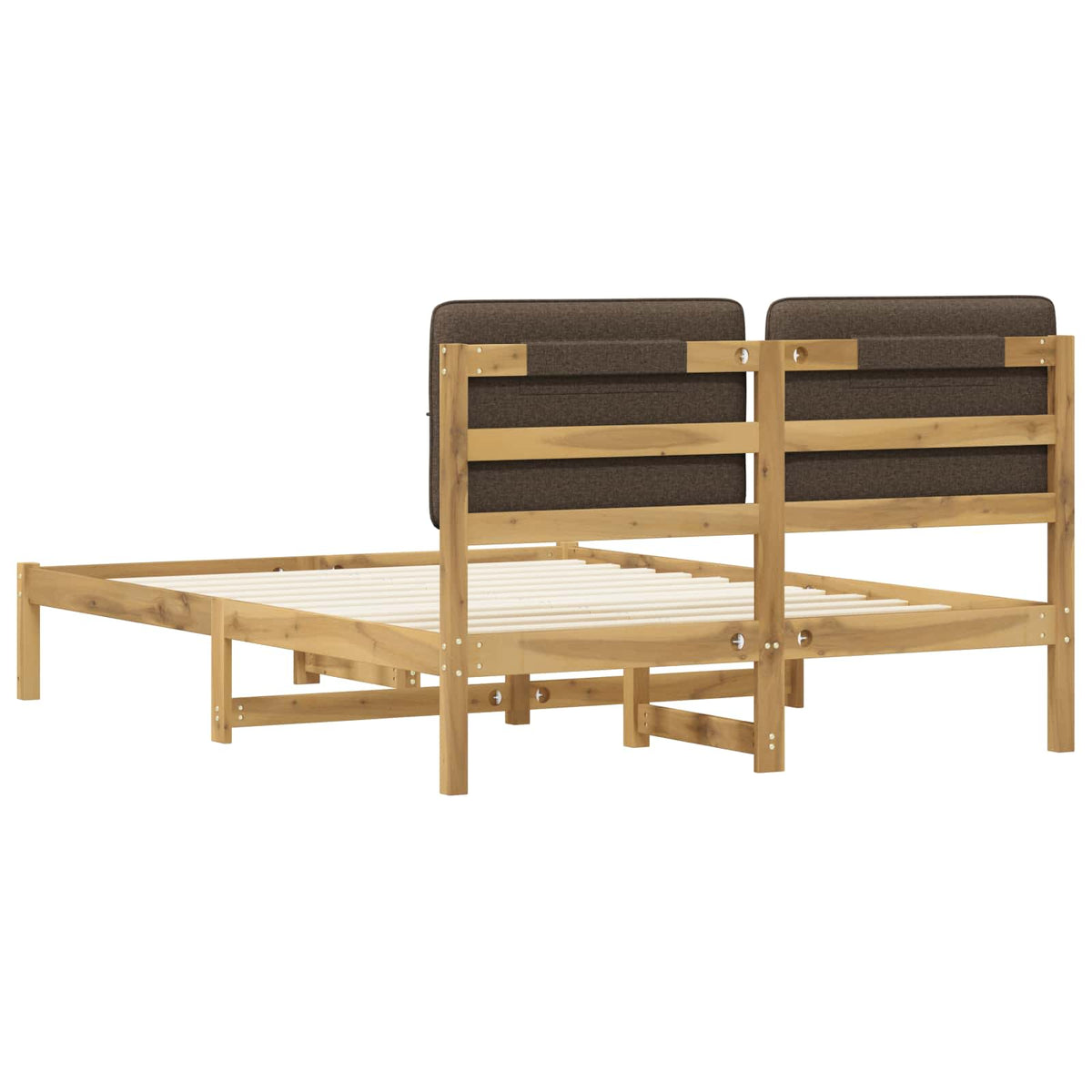 vidaXL Bed Frame with Upholstered Headboard Whitewash and Taupe