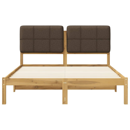 vidaXL Bed Frame with Upholstered Headboard Whitewash and Taupe