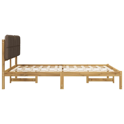 vidaXL Bed Frame with Upholstered Headboard Whitewash and Taupe
