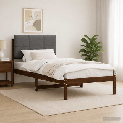 vidaXL Bed Frame with Upholstered Headboard Dark Brown and Light Grey