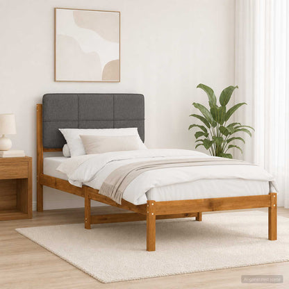 vidaXL Bed Frame with Upholstered Headboard Natural and Light Grey