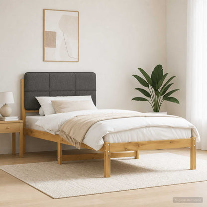 vidaXL Bed Frame with Upholstered Headboard Whitewash and Light Grey