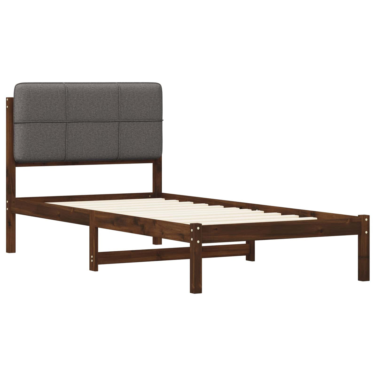 vidaXL Bed Frame with Upholstered Headboard Dark Brown and Light Grey