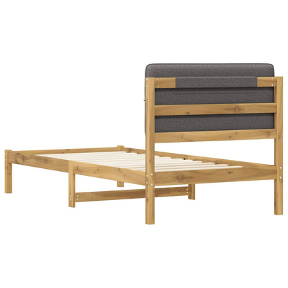 vidaXL Bed Frame with Upholstered Headboard Whitewash and Light Grey