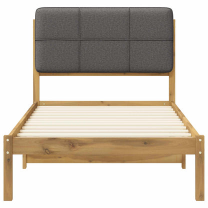 vidaXL Bed Frame with Upholstered Headboard Whitewash and Light Grey