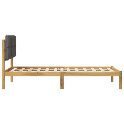 vidaXL Bed Frame with Upholstered Headboard Whitewash and Light Grey
