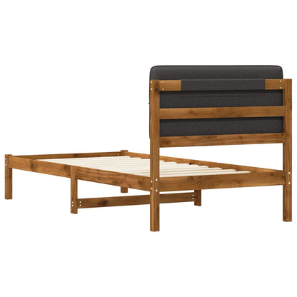 vidaXL Bed Frame with Upholstered Headboard Natural and Dark Grey