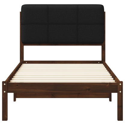 vidaXL Bed Frame with Upholstered Headboard Dark Brown and Black