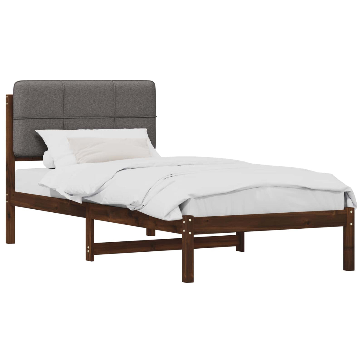 vidaXL Bed Frame with Upholstered Headboard Dark Brown and Light Grey