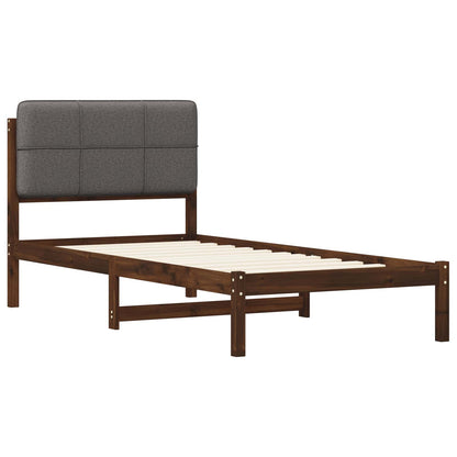 vidaXL Bed Frame with Upholstered Headboard Dark Brown and Light Grey