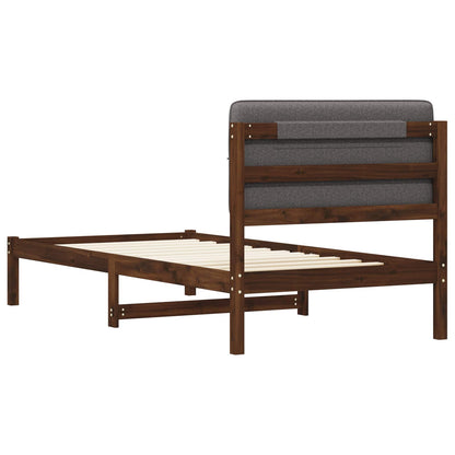 vidaXL Bed Frame with Upholstered Headboard Dark Brown and Light Grey