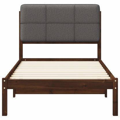vidaXL Bed Frame with Upholstered Headboard Dark Brown and Light Grey
