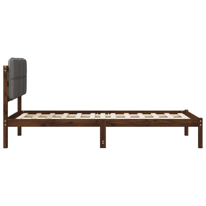 vidaXL Bed Frame with Upholstered Headboard Dark Brown and Light Grey