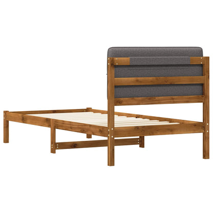 vidaXL Bed Frame with Upholstered Headboard Natural and Light Grey