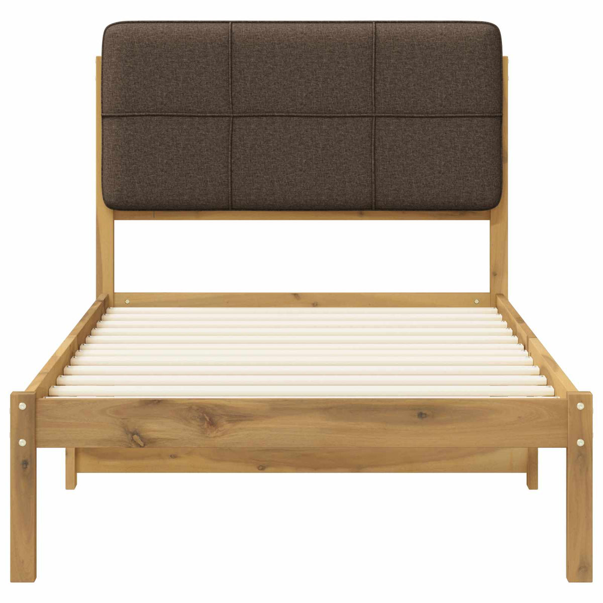 vidaXL Bed Frame with Upholstered Headboard Whitewash and Taupe