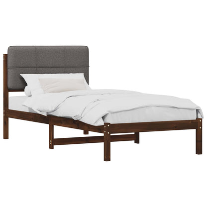 vidaXL Bed Frame with Upholstered Headboard Dark Brown and Light Grey