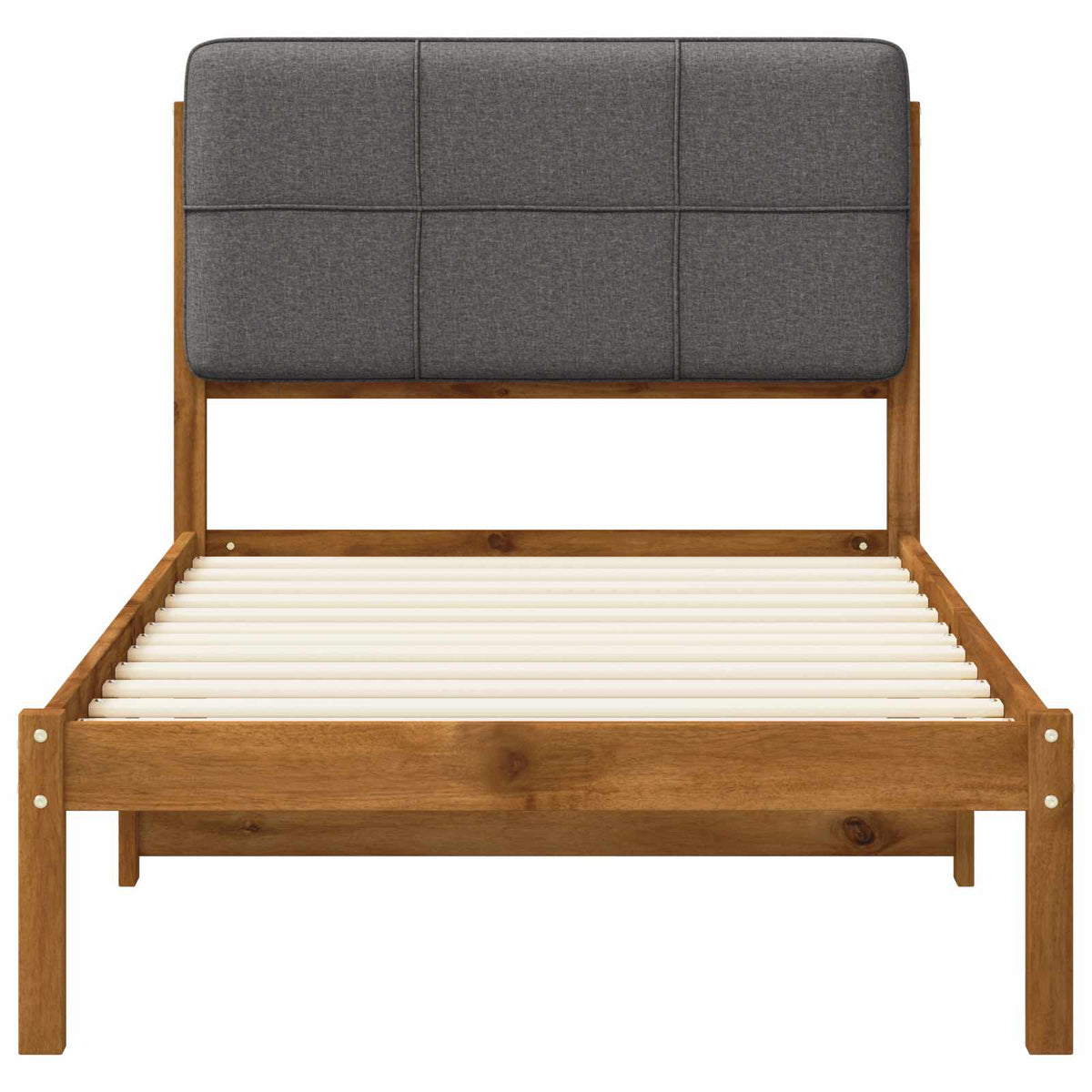 vidaXL Bed Frame with Upholstered Headboard Natural and Light Grey
