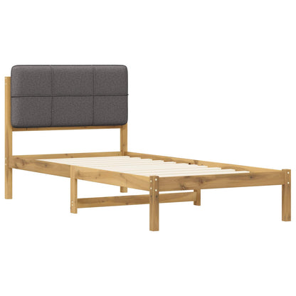 vidaXL Bed Frame with Upholstered Headboard Whitewash and Light Grey