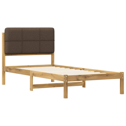 vidaXL Bed Frame with Upholstered Headboard Whitewash and Taupe