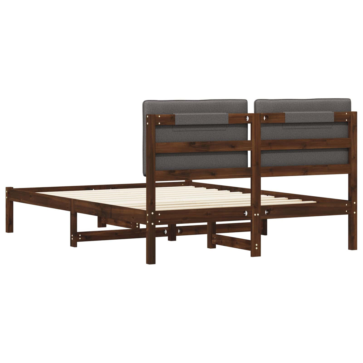 vidaXL Bed Frame with Upholstered Headboard Dark Brown and Light Grey