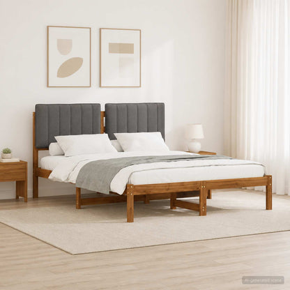 vidaXL Bed Frame with Upholstered Headboard Natural and Light Grey