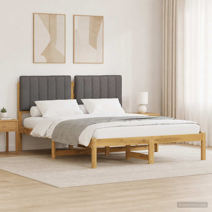 vidaXL Bed Frame with Upholstered Headboard Whitewash and Light Grey