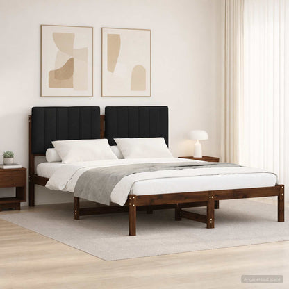 vidaXL Bed Frame with Upholstered Headboard Dark Brown and Black
