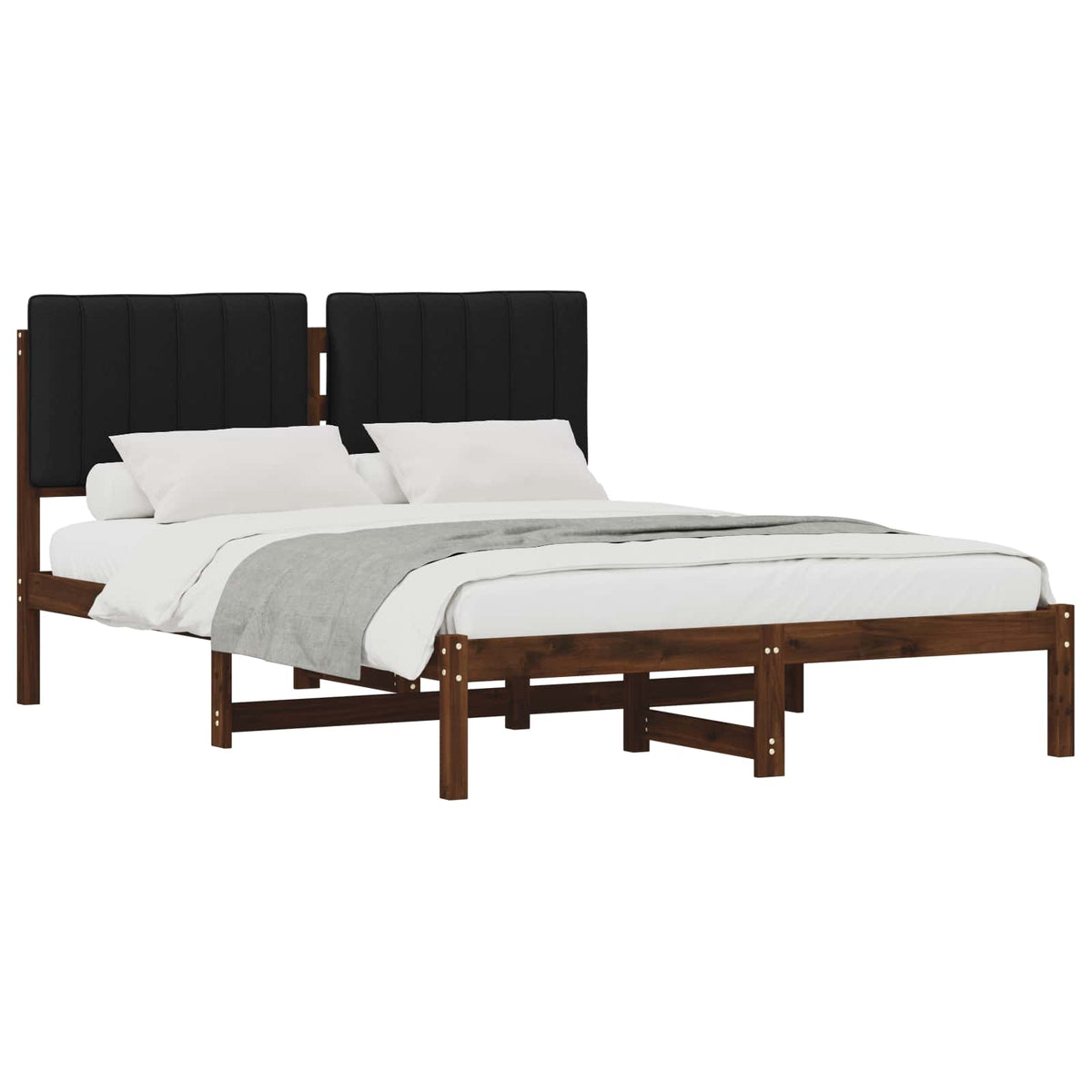 vidaXL Bed Frame with Upholstered Headboard Dark Brown and Black