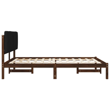 vidaXL Bed Frame with Upholstered Headboard Dark Brown and Black