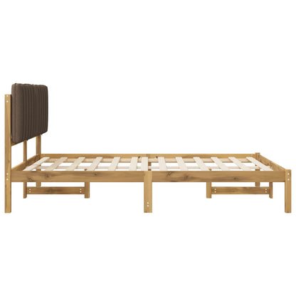 vidaXL Bed Frame with Upholstered Headboard Whitewash and Taupe