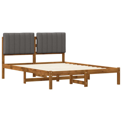 vidaXL Bed Frame with Upholstered Headboard Natural and Light Grey